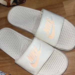 White Nike Slides